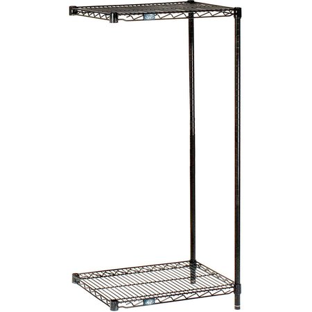 NEXEL Black Epoxy, 2 Tier, Wire Shelving Add-On Unit, 24W x 14D x 34H A14243B2